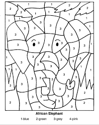 Coloring pages for kids animals coloring pages. African Elephant Color By Number Coloring Pages Kindergarten Coloring Pages Math Coloring Worksheets Addition Coloring Worksheet