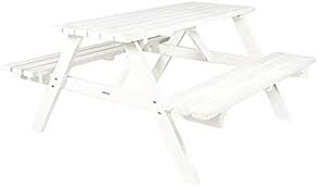 Seats up to four guests. Picnic Table White 150 Cm White Office Table Dining Table Picnic Bench Trend Indoor Home Or School Amazon Co Uk Garden Outdoors