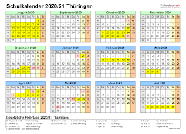 Schulkalender 2020 2021 Thuringen Fur Pdf
