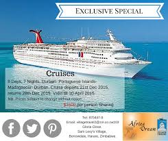 Cruises 8 Days 7 Nights Durban Portuguese Island Madagascar Durban From 1500 Pp Sharing Cruise Departs 21st Dec 2015 Return 28 Dec Cruise Day Durban