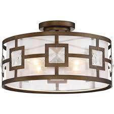 Possini Euro Design Modern Ceiling Light Semi Flush Mount Fixture Warm Gold 16 Wide Organza Drum Shade Crystal Accents Bedroom Target