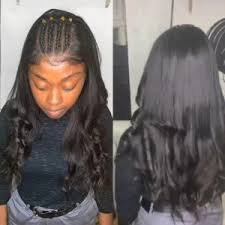 Balayage half up half down hair. Ponytail Weave Sew In Half Up Down Book Frohub Afro Hairdresser