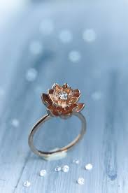 Lotus Ring With Diamond Gold Flower Engagement Ring Rose Etsy Flower Engagement Ring Black Hills Gold Jewelry Unique Rings