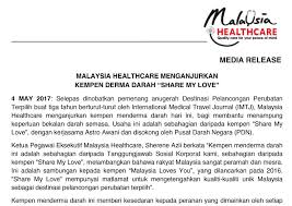 Kepentingan dan kebaikan menderma darah. Malaysia Healthcare Menganjurkan Kempen Derma Darah Share My Love Malaysia Healthcare Travel Council Mhtc