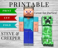 Minecraft Printable Steve Creeper Minecraft Birthday Party Supplies Minecraft Printables Minecraft Birthday Minecraft Party Supplies
