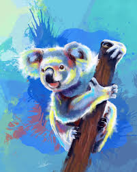 Koala Bear Digital Painting This One Was A Lot Of Fun To Draw Koalas Have Such A Funny Face Prints And Products Ar Bear Art Koala Drawing Animal Paintings