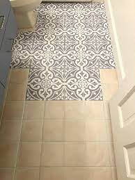 Updating The Bathroom Floor With Tile Stickers My Family Thyme Bathroom Flooring Bathroom Floor Tiles Painting Tile Floors