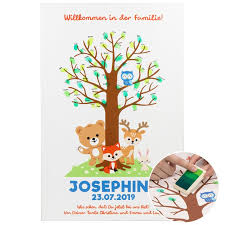 So wird der baum mit jedem einzelnen fingerabdruck ein bisschen voller. Fingerabdruck Baum Waldtiere Geburt Taufe Laublust