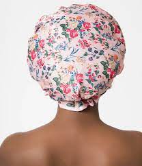 Vintage Style Pink Floral Satin Shower Cap Unique Vintage Shower Cap Pink Floral Floral Shower Cap