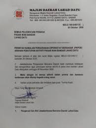 Majlis daerah ialah nama bagi sebuah kerajaan tempatan atau pihak berkuasa tempatan yang mentadbir kawasan luar bandar di malaysia. Lahad Datu Info Makluman Penutupan Pasar Ikan Lahad Datu Sehingga 8 November 2020 Sumber Peg Eksekutif Majlis Daerah B P Jk Bencana Daerah Ld Lahaddatuinfo Facebook