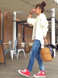 rie ungridのニット セーターを使ったコーディネート wear コンバースのファッション 秋冬 ファッション ファッション