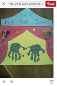 Circus Tent W Elephant Handprints Circus Crafts Preschool Circus Theme Preschool Circus Crafts
