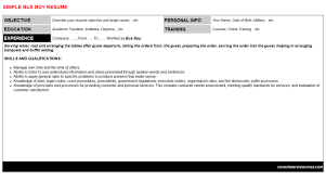 bus boy job letter & resume template
