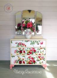 This Is A Very Pretty Dressing Table Painted With Annie Sloan Old Ochre The Three Drawers Are Covered With Beautiful Roses In Various Sha