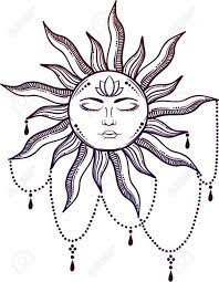 Beautiful Elegant Sun Face Symbol Tattoo Design Vector Illustration Francesca Dockerty Beautiful Design Sun Tattoo Designs Mandala Sun Tattoo Sun Tattoos