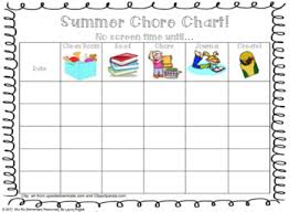 Summer Chore Chart No Screen Time Until