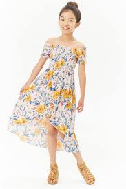 Product Name Girls Floral Off The Shoulder High Low Dress Kids Category Girls Dresses Price 17 9 Kids Dress Girls Outfits Tween Girl Fashion