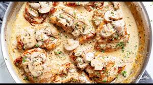 Chicken Thighs With Creamy Mushroom Garlic Sauce Youtube