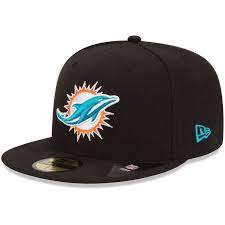 New Era Miami Dolphins Black 59fifty Fitted Hat Fitted Hats Nfl Hats Adjustable Hat