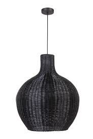 This rattan pendant of woven fibers and striking black trim creates a relaxed vibe with a modern twist. 1 Light Pendant W Woven Rattan Shade 9r7cc Lighting Plus Inc