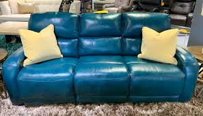 $1,999.99 after $500 off amiens top grain leather sofa color: Turquoise 100 Leather Reclining Sofa Blum S Fine Furniture