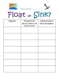 Simple Worksheet For Students To Record Their Predictions And Observations For A Series Of Floating And Sinking Expe Recording Sheets Sink Or Float Predictions