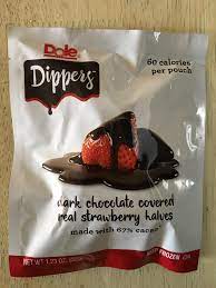 Dole strawberry dippers are fresh frozen strawberry halves covered . Dole Dippers 4 Chocolate Covered Strawberry Halves For 60 Calories 1200isplenty