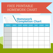 Printable Homework Completion Chart Homework Chart
