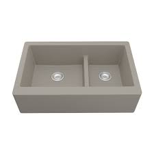 Undermount quartz composite 32 in 50 50 double bowl kitchen sink in grey qu 710 gr305301237. Karran 34 Undermount Large Small Bowl Quartz Farmhouse Kitchen Sink Concrete Karran Qa 760 Cn