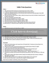 1960s trivia questions history 1. 60s Printable Trivia Questions And Answers Lovetoknow