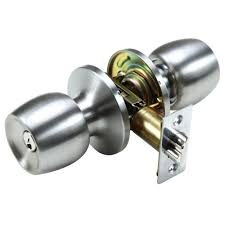 If you don't want to refinish the door, choose a set that will cover marks from the previous handle. Toledo Fine Locks Malaga Keyed Entry Door Knob Lock Set In Satin Stainless Steel Cv1900maus32d The Home Depot