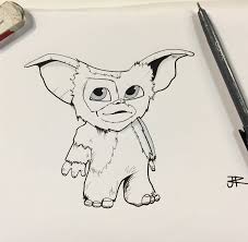 Day 16 Wet We Decided To Draw Gizmo From The Gremlins Gremlins Art Cute Pictures To Draw Cartoon Sketches