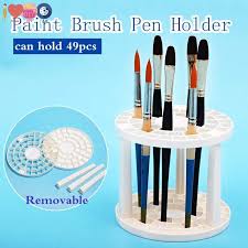 Get a piece of wood and put holes into it, you get this beautiful holder. Paint Brush Holder Can Hold 49 Pens Brushes I Love Diy Art