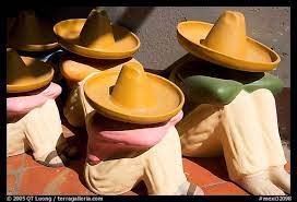 Ceramic Statues Of Men With Sombrero Hats Tlaquepaque Mexican Man Tlaquepaque Spanish Style Homes