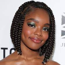 Marsai Martin S Flawless Braided Bob And Spiral Hair Gems Are So Quintessentially 90s Short Box Braids Hairstyles Short Box Braids Bob Braids Hairstyles