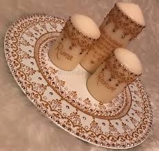 White And Gold Mehndi Thaal Wedding Candles Set Mehndi Candles Henna Candles Mendhi Candles