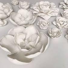 See more ideas about floral tiles, decorative wall tiles, ceramic wall tiles. White Magnolia Ceramic Wall Art Set Of 7 Flowers Best Wall Sculpture Maap Studio
