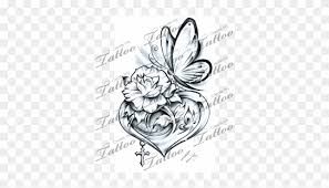 Choose any color you like best for this realistic design, as most colors translate well to a realistic rendition of this beautiful flower. Rose Tattoo Clipart Butterfly Flower And Heart Tattoo Designs Free Transparent Png Clipart Images Download