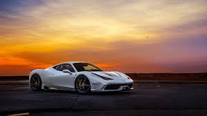 Hd Wallpaper White Coupe Ferrari Sky 458 Sunset Italia Supercar Speciale Wallpaper Flare