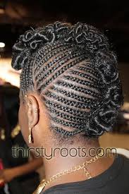 Braided mohawk with curly weave next, we have a mohawk that features beautiful braided buns. Directional Braided Mohawk Hairstyle From Back Thirstyroots Com Black Hairstyles Hair Styles Braided Mohawk Hairstyles Cornrow Designs