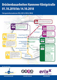 Fahrgastinformationen Fur Die Strecken Re2 Re10 Re30 Rb3 Bruckenbauarbeiten Hannover Konigstrasse 01 10 2018 Bis 14 10 2018