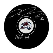 Late move nets andy forsberg 5th career hall memorial on sunday. Peter Forsberg Autographed Colorado Avalanche Puck W Hof 14 Inscription Nhl Auctions