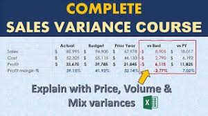 It is a central tenet of budgeting, since it requires the involvement of financial analysts in all aspects of operations to see if a business is following its planned activities. The Complete Sales Variance Analysis Course In Excel Price Volume Mix Impact On Profitability Youtube