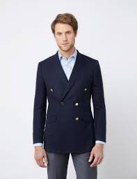 Can you wear a crest? 100 Wool Men S Double Breasted Blazer With Double Back Vent In Navy Hawes Curtis Uk