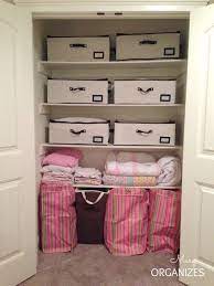 Regular closet organization ideas don't necessarily apply when you're dealing with a nursery closet where you need to store lots of small things. Quick Fix Closet Organizing For Blanket Pillow Storage Creatingmaryshome Com Blanket Storage Closet Pillow Storage Closet Organization