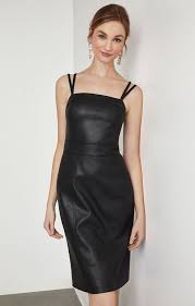Strappy Pleather Bodycon Dress Fancy Cocktail Dresses Faux Leather Dress