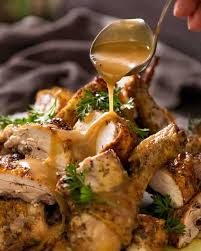 Crispy Herb Baked Chicken With Gravy Easy Roast Chicken Recipe Roast Chicken Recipes Easy Roast Chicken Recipetin Eats
