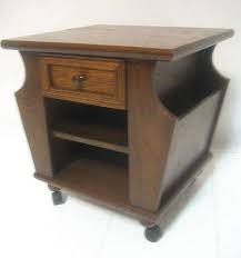 Vintage Antique Style Oak Rolling End Lamp Side Table With 2 Etsy End Tables With Drawers Leather Coffee Table Oak End Tables