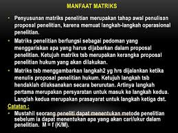 Kata pengantar buku 'pedoman penyusunan penulisan proposal penelitian dan skripsi ini merupakan pengembangan dari modul kuliah metodologi penelitian yang pernah diterbitkan oleh. Menyusun Matriks Penelitian Hukum Ppt Download