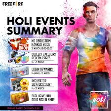 Free fire holi special new to events collect for rank and classic mod , holi balloons and exchange gold token, skull mask, and gun. Gear Up For Some Exciting Week Ahead Garena Free Fire Facebook